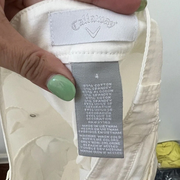 Callaway Women’s White Tech Golf Pants Sz 4 Cotton/Spandex Straight Leg - Picture 3 of 11